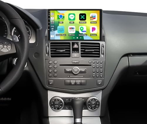 SIXWIN 2G+64G Android 13 Carplay Android Auto Autoradio mit HiFi Sound für Mercedes Benz C-Class W204 2007-2010, 9'' 1080P Touchscreen mit GPS WiFi BT USB FM RDS Radio+AHD Rückfahrkamera