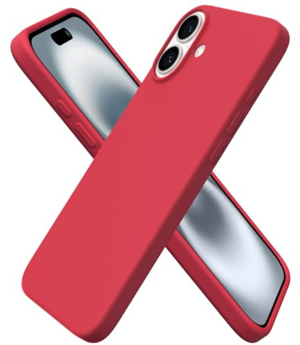 ORNARTO for iPhone 16 Plus Case 6.7, Slim Liquid Silicone Case Cover Red | 6.7 inch,3-Layer Protection,Soft-Touch Silicone,Slim Grip, Full Coverage