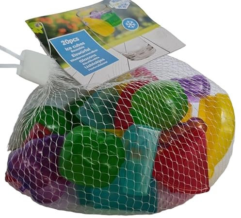 Ice Cubes, Fruit Shapes. Approved Reusable Plastic Washable Assorted Fruit Shaped Ice Cubes (Pack of 20)