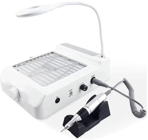 oiakus Nail Dust Collector, Professional Nail Dust Collector with LED Light, Fan Dust Collector, Nail Vacuum Cleaner for Acrylic Nails Removal, for Nail Salon & Home Use