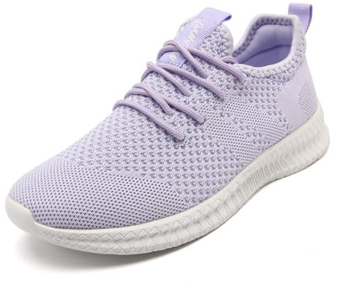EGMPDA Damen Walkingschuhe Laufschuhe Wanderschuhe Sneaker Sport Trekking Turnschuhe Workout Jogging Outdoor Running Straßenlaufschuhe Freizeit Damen Leichtgewichts Atmungsaktiv Schuhe Hellviolett 38