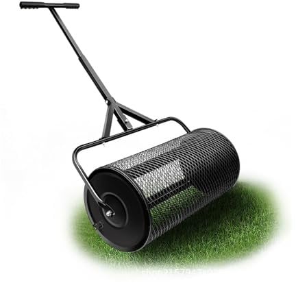 BOPIES Kompoststreuer und Torfmoosstreuer Rutschfester Rollrasen- und Gartenstreuer Mutterboden, Mist, Mulch, Top-Dressing-Streuer(Schwarz,41.6in)