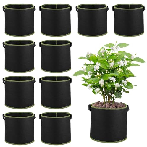 TICKLELY 10er Set - 1 Gallone - 18 x 15 cm - atmungsaktive Pflanzbeutel für gesunde Pflanzen - Wiederverwendbar & einfach zu lagern