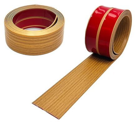 Rodapié suave, perfil angular de PVC de 3 m, de plástico autoadhesivo, para cocina y baño, tira de acabado autoadhesiva, tira flexible para juntas (grano de madera amarillo, 20 x 20 mm)