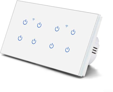 Hasaller Smart Wifi Switch Dimmer Light Switch Remote Voice Control Smart Home WiFi Touch Light Switch Touch Switch Smart Wifi Switch(8 Gang-White)
