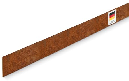 blizz-z terraflex cort Weg- und Beeteinfassung Cortenstahl - L: 2m, H: 10cm | 3 mm starker Cortenstahl, walzblank - Rasenkante, Rasenkantenband - besonders robust, biegbar, langlebig - Made in Germany