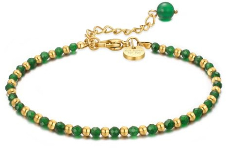 vissen Bracelet Pierre Naturelle Femme et Acier Inoxydable Plaqué or Bijoux Hypoallergénique