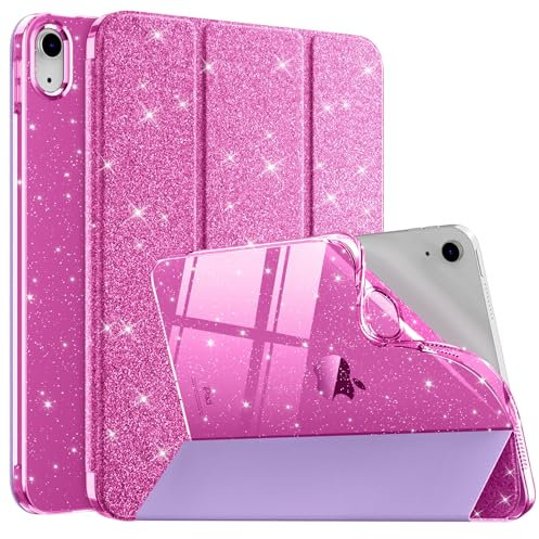 MoKo Schutzhülle für iPad (A16) 11. Generation 2025/10. Generation 2022, glitzernde iPad 11/11 Zoll Hülle, schlanke Stand-Glitzer-Abdeckung mit glänzender, klarer TPU-Rückseite, unterstützt Touch-ID