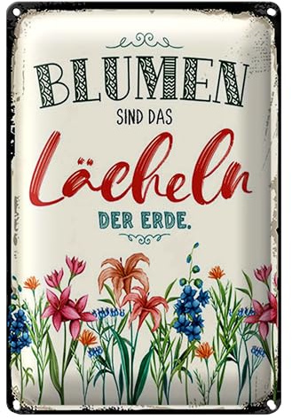 Vintage Blechschild | Blumen sind das Lächeln der Erde | Dekoration | 30 cm x 40 cm