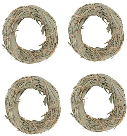 JOINPAYA 4stücke Hamster Molar Grasringe Essbares Kauspielzeug Für Kleintiere Geeignet Für Kaninchen Meerschweinchen Und Chinchillas Natürlichem Material Fördert Zähneknirschen