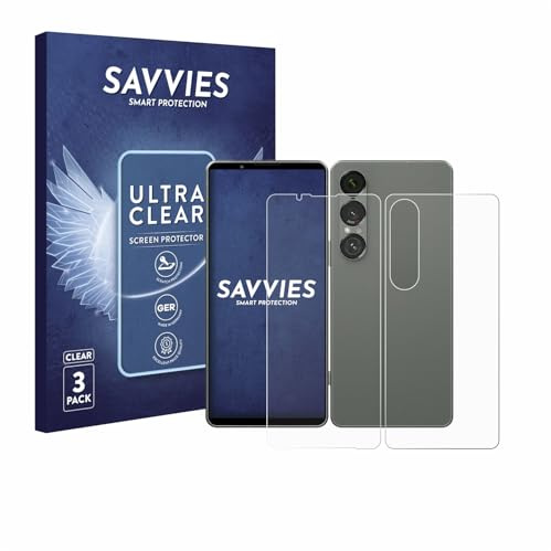 Savvies Schutzfolie für Sony Xperia 1 VII | (Display+Rückseite) 6 Stück Transparenter Displayschutz Made in Germany Ultra-Klar Displayschutz-Folie