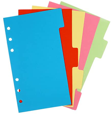 KICHOUSE A6 Notizbuch Nachfüllpackung 6 Satz 6-loch Farbige Trennblätter Aus Stabilem Blankokarton Für Spiralordner Reise Büro