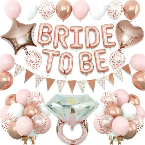 Hen Party Decorations Balloons Set - 22Pcs Bridal Shower Decorations with Bride to Be Balloons, Rose Gold Confetti Balloon, Banner, Tape - Hen Night Party Supplies for Bachelorette Engagement Wedding