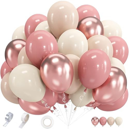 Ballons Anniversaire Rose Gold Or Beige, 85 pièces Or Rose Ballon Doré de Baudruche Hélium Latex Ballon Decoration Anniversaire pour Filles Femmes Anniversaire Baby Shower Filles
