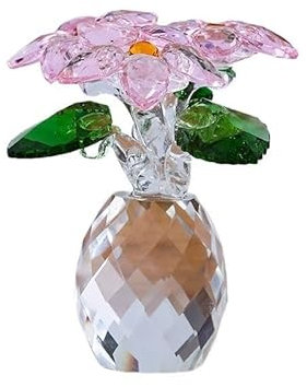 HUFFA Kristall-Weihnachtsstern-Figuren, Ornament, Kristall-Blumenfigur, Sammlerstücke, Funkelnde Kristallblumen, Dekoration for den Tisch zu Hause(pink)