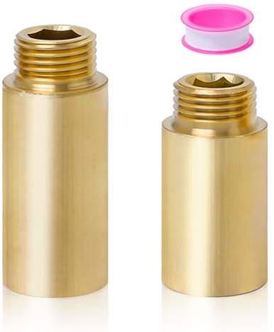 Sixfolo 2 Pezzi Prolunga 1/2 Pollice in Ottone Prolunga per Rubinetto Ottone da 40 mm,50 mm Prolunga di Raccordo Filettato per Riscaldamento e Acqua Potabile