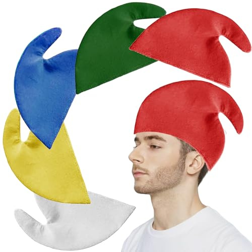 WENAUANG 5 StüCk Zwergenmützen, Bunte Zipfelmütze, ZwergenmüTzen, Zwergen ZipfelmüTze, Elfenhut, FaschingshüTen für Erwachsene Karneval Halloween Geburtstag Party AccessoireKostüMpartys