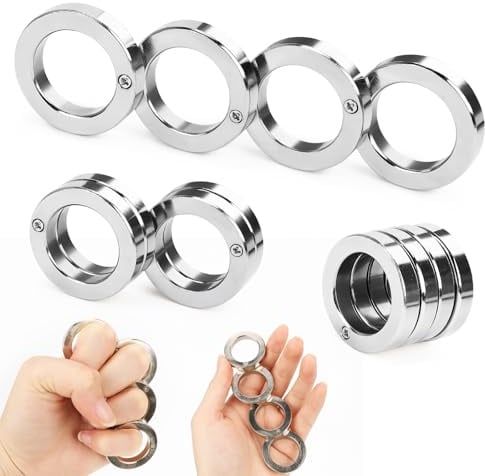 Bohrma Faltbarer Fingerring, 4-Finger-Trigger-Ring, Fidget-Spielzeug für Erwachsene, Stressabbau-Fingerring Stressabbau, Drehen & Verbinden, Anti-Angst-Artikel, Doppelfunktion als Notfall-Glasschläger