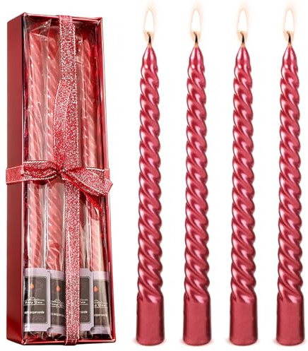 Spiralkerzen Rote, Weihnachts Spiralkerzen, Spiralförmige Stabkerzen ohne Duft, Dekorative Haushaltkerzen, Lange Kerzen Rote für Feiern, Neujahr, Weihnachten, für Kerzenständer