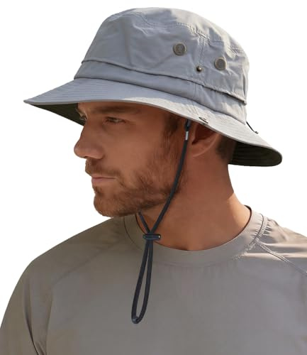 Hat Hut Sonnenhut für Herren, Wasserdichter Fischerhut, LSF 50+ breite Krempe, Regenhut, Outdoor Bucket Hat, Wandern, Allwetter
