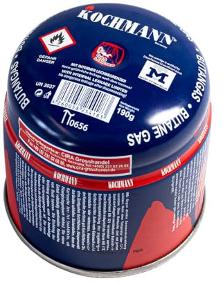Original Kochmann 190g Butan Gaskartuschen für Campingkocher 190 Gramm Stechkartusche Gas Kartusche (8 Stück)