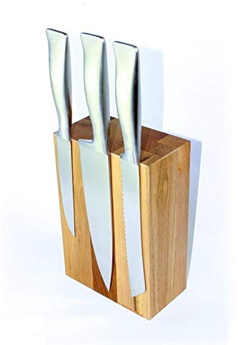 Messerblock BLOQ 701 unbestückt | Magnetblock Holz für 6 Messer | Nussbaum Messerleiste | Magnetleiste 21 x 14 x 8 cm