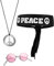 Balinco 3-teilliges Hippie Set mit Stirnband Peace Zeichen Kette und runder Nickel Sonnenbrille