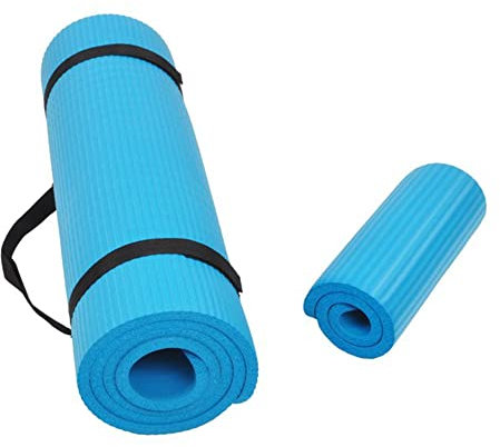 BalanceFrom GoYoga+ Allzweck 1/2-zoll Hohe Dichte Extra Dick Anti-Tränen-Übung Yogamatte und Knieschoner mit Trageriemen, Blau