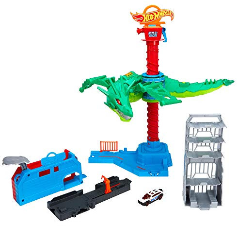 Hot Wheels City Attaque du Robot Dragon, Coffret de Jeu pour Petites Voitures à connecter avec Circuit et Pistes, Jouet pour Enfant, GJL13
