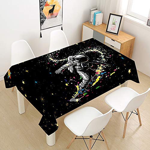 Oduo Tischdecke Wasserdicht Polyester Rechteckig, Tischdecke mit Raum Astronaut Druck Pflegeleicht Fleckschutz Ölfest Abwaschbar Outdoor Garten Deko (Farbgraffiti,140x140cm)
