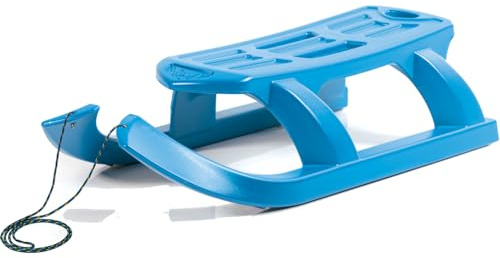 Prosperplast Schlitten Arrow Kinderschlitten mit Zugseil | 75,5x36,5x20cm | Kunststoff | Metallkufe | ideal für den Winterspaß | children's sled with pull cable, blue | metal runners | made of plastic