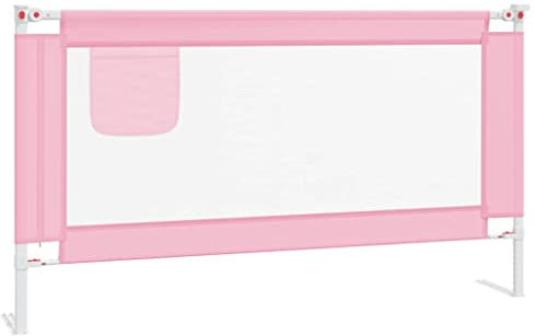 vidaXL Kleinkind Bettschutzgitter Bettgitter Kinderbettgitter Babybettgitter Gitter Kinderbett Babybett Rausfallschutz Rosa 150x25cm Stoff