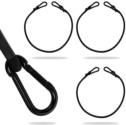 ECENCE 3X Spanngummi mit Karabiner aus Edelstahl 100cm in Schwarz Latex Spanngurte, Gepäckspanner, Expander, Spannseil für Fahrrad, Auto, Gepäck, Transportsicherung