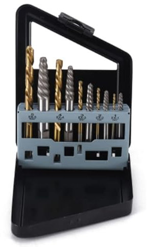 10PCS Screw Extractor, Left Hand Drill Bit Set, Easy Out Bolt Extractor with Metal Index Case, Alloy Spiral Flute Drill Bits For Pull out Stripped or Damaged Screws (Black)