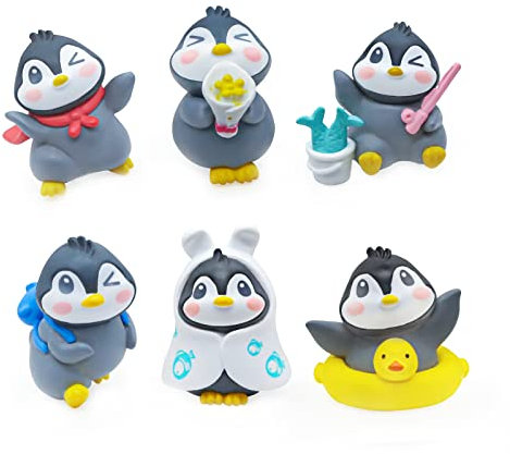 kukifun Pinguin Kuchen Cupcake Topper, 6 Stück Mini-Pinguin-Figuren, niedliches Pinguin-Figur-Spielzeug, Pinguin-Kuchendekorationen für Kindergeburt