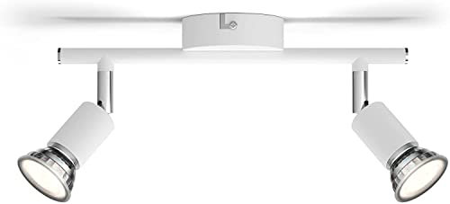 Philips Limbali 2-er Deckenspots (50 W), praktische Deckenleuchte mit zwei flexiblen Spots, GU10 Leuchte ohne Leuchtmittel, weiß