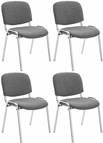 CLP 4er Set Stühle Ken Chrom Stoff I Gepolsterte Sitzfläche, Farbe:grau