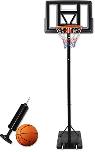 YRHome Basketballkorb Outdoor Basketballkorb mit ständer Rollen Basketballständer 230-305cm höhenverstellbar mit Basketball & Pumpe Basketballanlage für Kinder/Erwachsene für Innen-/Außenbereich
