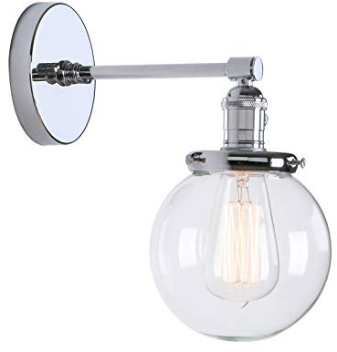 Phansthy Glas Wandbeleuchtung Wandleuchten Vintage Industrie Loft-Wandlampen Deko Design Wandbeleuchtung Küchenwandleuchte im Landhausstil (Chrome)