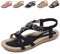 QJJQ Sandali Donna Estive Eleganti Infradito Comodi Strass Bohemia Flip Flop Spiaggia Piatti Scarpe, Nero, 40 EU