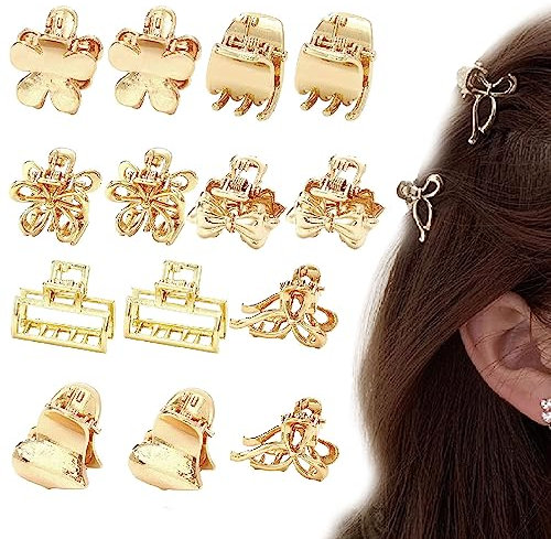 Kireida® Lot de 14 petites pinces à cheveux pour cheveux fins/moyens épais, petites pinces à cheveux en métal pour femmes filles, cheveux courts antidérapants