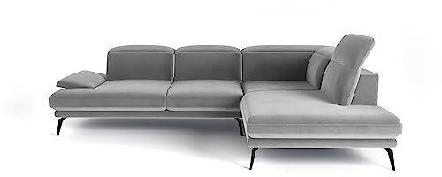 Siblo Ecksofa Deli Plus Kollektion - Große Couch L Form 5 Personen für Wohnzimmer - Elegante Polstersofa - L-Sofa Eckcouch - Sofa 5-Sitzer - 293x197x83 cm - Grau - Rechte Ecke