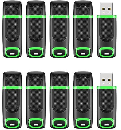 10 Stück 32GB USB Stick KEXIN Speicherstick USB 2.0 32GB USB Sticks 10er Pack USB-Stick Set USB Flash-Laufwerk mit Cap LED-Licht Datenspeicher Stick Grün