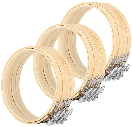 Wnvivi 12 Stück 13 Cm Holz-Stickrahmen, Verstellbare Runde Nährahmen, Kreisringe für Kreuzstich-Näharbeiten