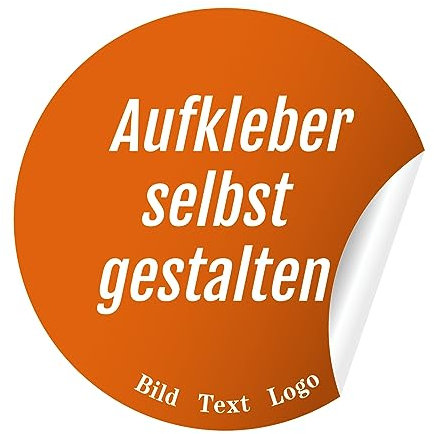 Aufkleber Selbst Gestalten mit Logo Text Bild - Langlebig & mit Schutzschicht - 50 100 200 Verfügbar