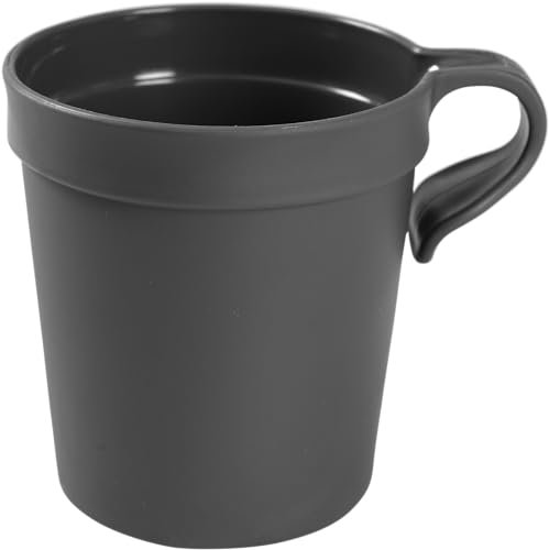 Abena Gastro Reusable 9oz Charcoal Grey Stacking Dishwasher Safe Stackable Unbreakable Camping Plastic Coffee Mugs - Pack of 12