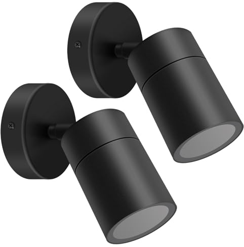 Kerry Outdoor Wall Light, Mains Powered, IP65, Downlight, Black, 2 Pack