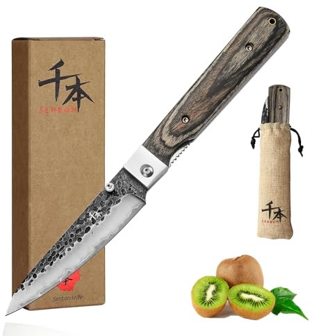SENBON 440 Geschmiedete Edelstahl Frucht Klinge Sharp Japanische Falten Universal Messer Tragbare Reise Schälen Messer Farbe Holz Griff Taschenmesser