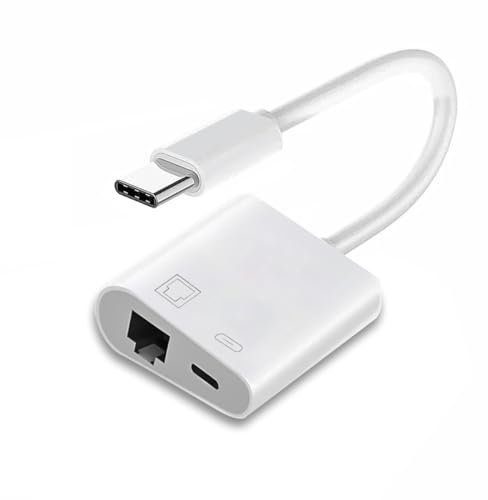 CY Tipo C USB-C a 100 Mbps RJ45 de red con adaptador de carga de alimentación PD compatible con laptop, tableta y teléfono