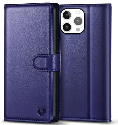 Kuafcase Compatible for iPhone 14 Pro Max Case with 4 Card Slots Magnetic Closure Kickstand Shockproof Protective Phone Case Compatible for iPhone 14 Pro Max - Blue